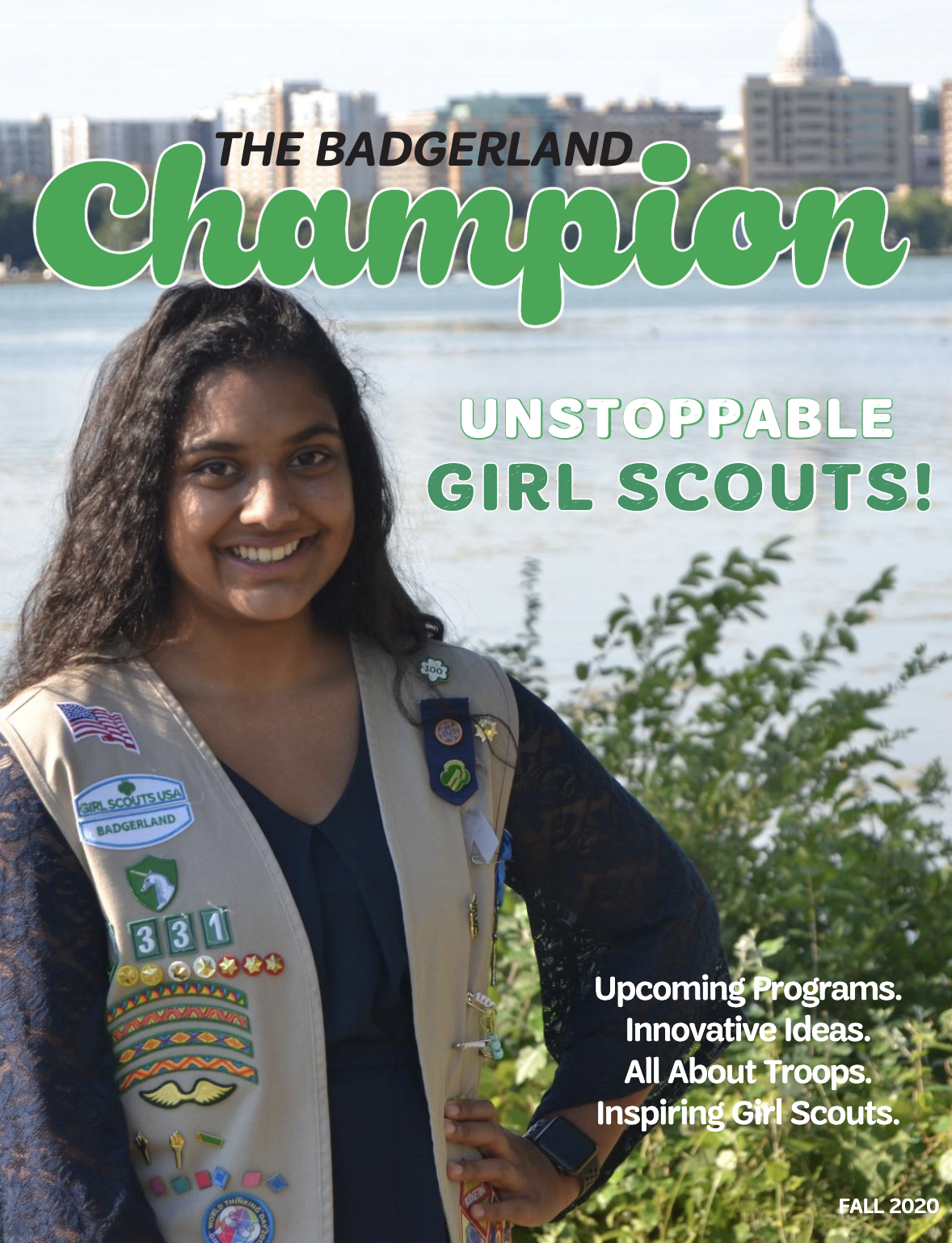 Magazine cover for the Badgerland Champion, by Girl Scouts of WI.